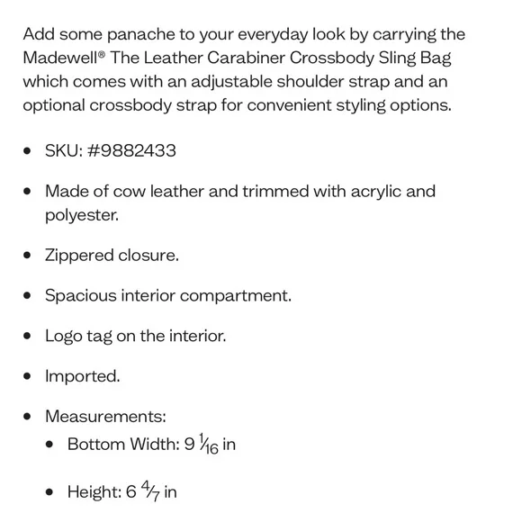 Madewell Crossbody Carabiner Sling Bag - Picture 5 of 6